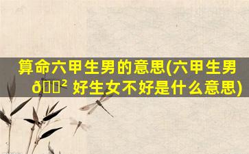 算命六甲生男的意思(六甲生男 🌲 好生女不好是什么意思)